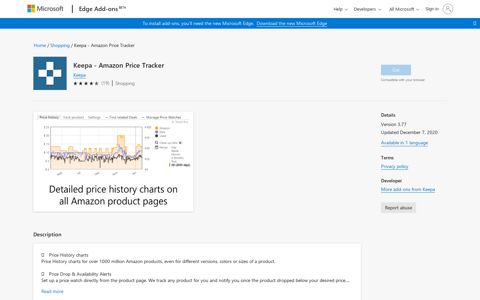 Keepa - Amazon Price Tracker - Microsoft Edge Addons
