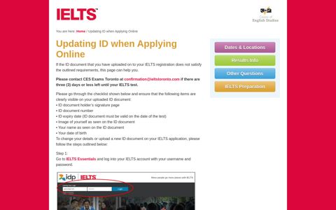 Updating ID when Applying Online | Official IELTS English ...
