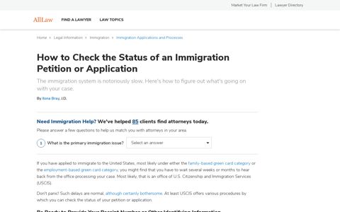 How to Check the Status of an Immigration Petition or ... - AllLaw