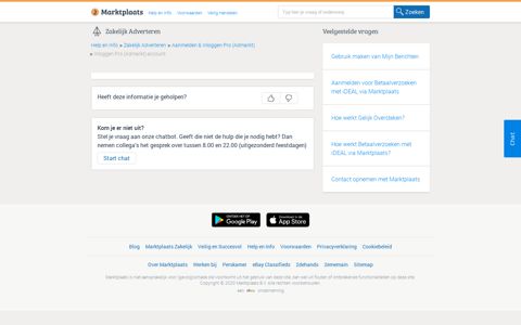Inloggen Pro (Admarkt) account - Marktplaats - Help & Info