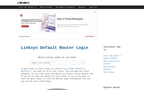 Linksys Default Router Login - 192.168.1.1