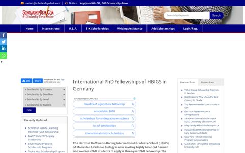International PhD Fellowships of HBIGS in Germany - 2020 ...
