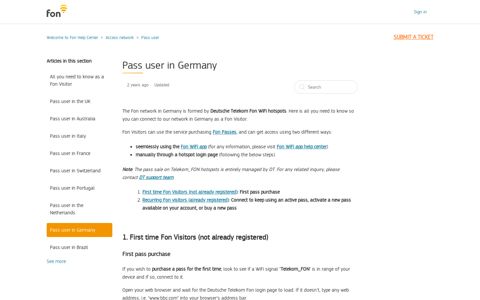Pass user in Germany – Welcome to Fon Help Center