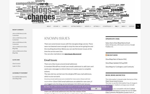 Known Issues | Glow Blog Help - Glow Blogs