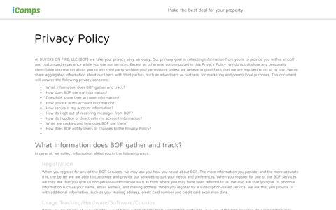 Privacy Policy - iComps | Make the best deal for your property