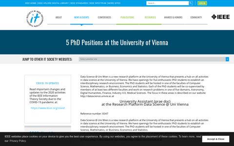 5 PhD Positions at the University of Vienna — Information ...