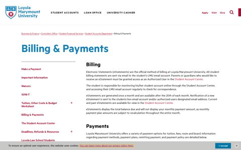 Billing & Payments - Loyola Marymount University