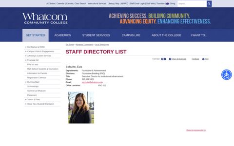 Staff Directory List | Whatcom Community College