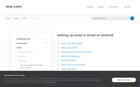 Setting up email in Gmail on Android – Support | one.com