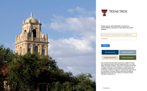 Texas Tech University - Sign In