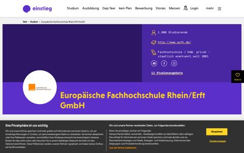 Europäische Fachhochschule Rhein/Erft GmbH Brühl - Einstieg