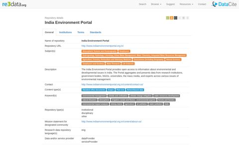 India Environment Portal | re3data.org