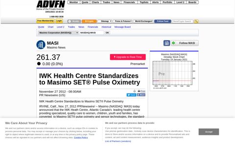 IWK Health Centre Standardizes to Masimo SET® Pulse ...
