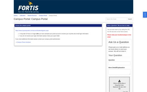 Campus Portal - Campus Portal - LibGuides at Fortis College