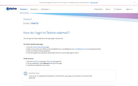 How do I login to Telstra webmail? - Support - Telstra