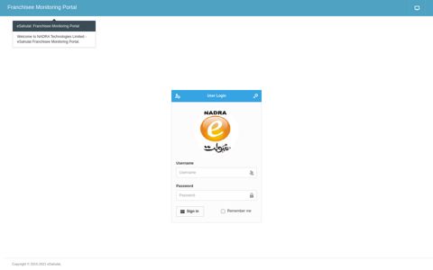 eSahulat:Franchisee Monitoring Portal - Nadra
