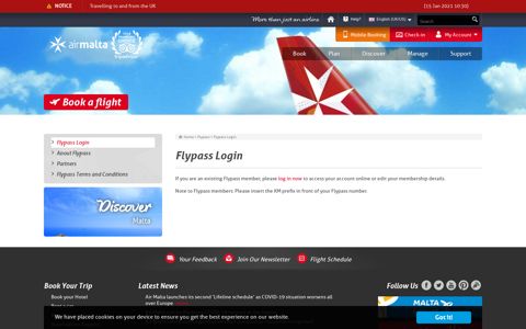 Flypass Login - Air Malta