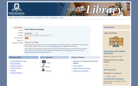 Coulter Library @ OCC | Onondaga Community College