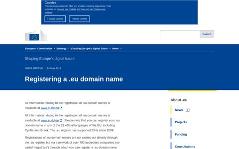 Registering a .eu domain name | Shaping Europe's digital future