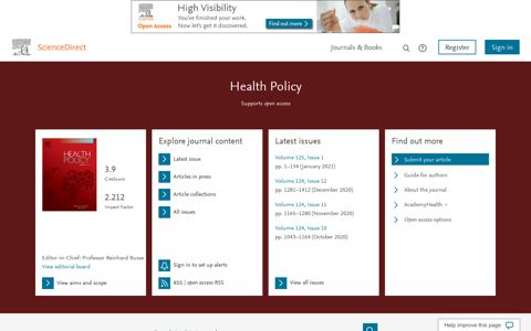 Health Policy | Journal | ScienceDirect.com by Elsevier