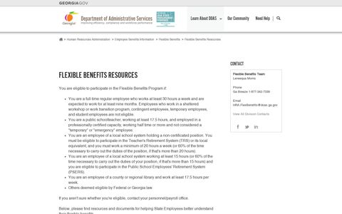 Flexible Benefits Resources - Georgia Department of ...