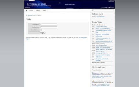 My Humax Forum » Log in