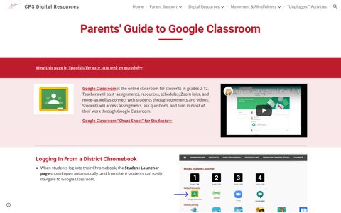 CPS Digital Resources - Parents' Guide to Google Classroom