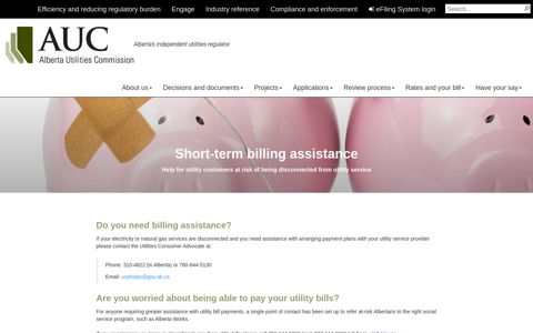 Short-term billing assistance - Alberta Utilities Commission