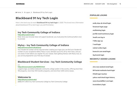 Blackboard 91 Ivy Tech Login ❤️ One Click Access - iLoveLogin