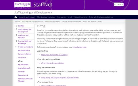 eProg - StaffNet - The University of Manchester