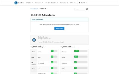 10.0.0.138 Admin Login - Clean CSS