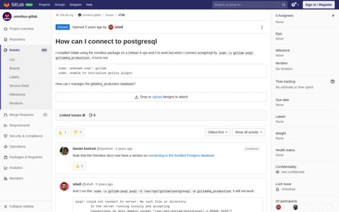 How can I connect to postgresql (#738) · Issues · GitLab.org ...