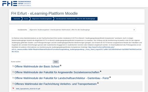 E-Learning-Plattform der FH Erfurt: Interdisziplinäre ... - Moodle