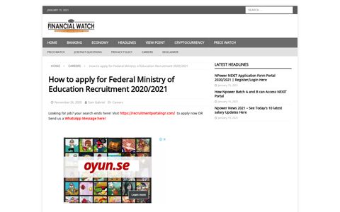 How to apply for Federal Ministry of Education Recruitment ...