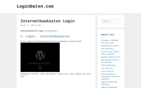 Internetbaukasten - Login - Internetbaukasten - LoginDaten.com