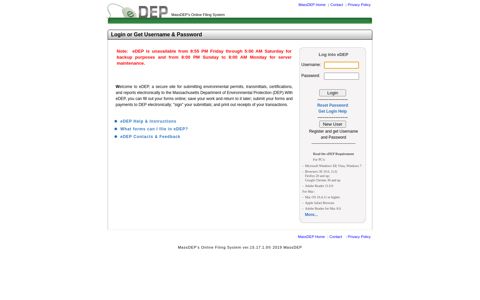 eDEP - MassDEP's OnlineFiling System