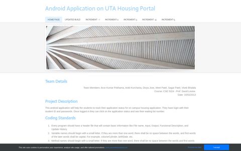 Android Application on UTA Housing Portal - Home Page