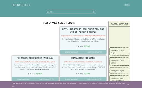 fox symes client login - General Information about Login