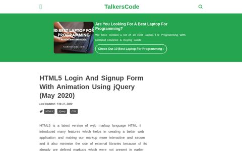 HTML5 Login And Signup Form With Animation Using jQuery ...