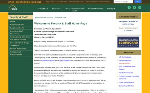 Faculty & Staff Home Page - East Los Angeles College