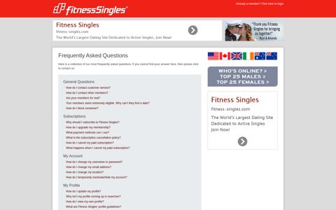 Fitness Singles Help/FAQ