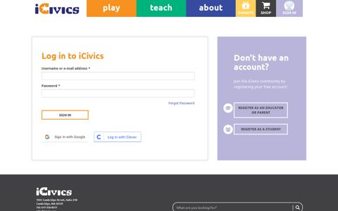 Login and Register | iCivics
