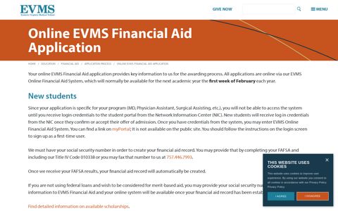 Online EVMS Financial Aid Application - Eastern Virginia ...