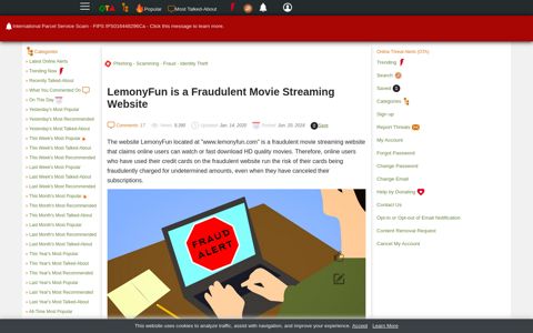 LemonyFun is a Fraudulent Movie Streaming Website