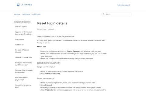 Reset login details – Latitude