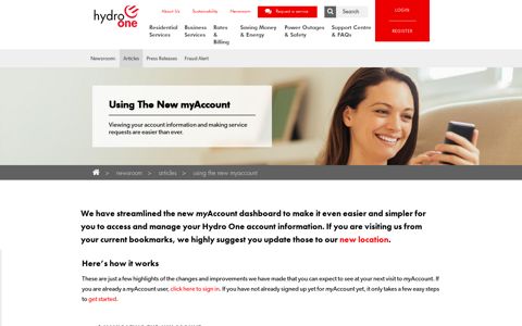 Using The New myAccount - Hydro One
