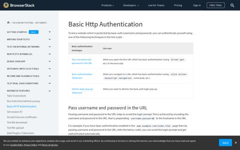 Basic HTTP Authentication for Selenium tests | BrowserStack ...