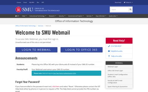 SMU Webmail - SMU Office of Information Technology