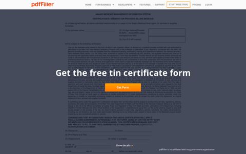 Tin Certificate - Fill Online, Printable, Fillable, Blank | pdfFiller