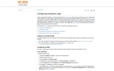 Configuring Facebook Login - Aruba Networks